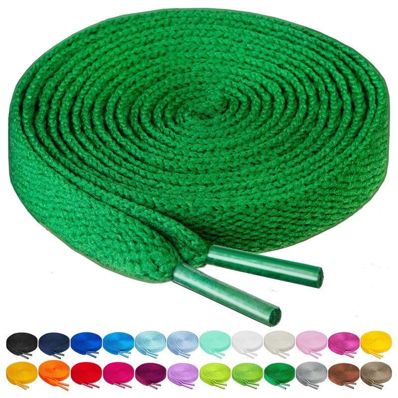 Birch Shoelaces in 27 Colors Flat 5/16" Shoe Laces in 4 Different Lengths (37"(94cm) M, Green) - Image 1